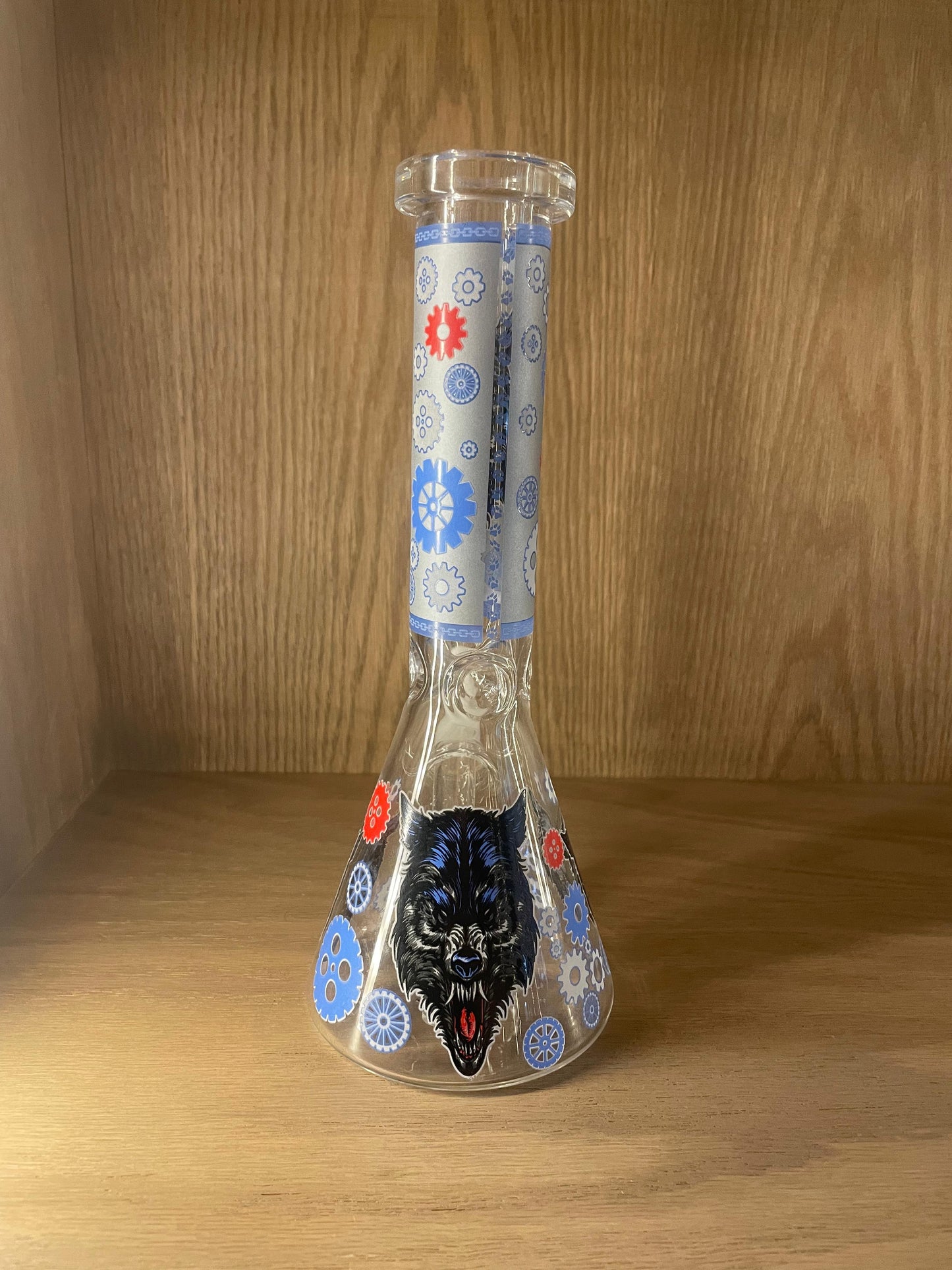 Bong de Vidrio tipo Matraz 25cm Diseño Lobo